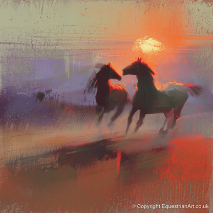 Untamed at Dusk - wild horses art print and canvas by Rupert Kingsley A.I