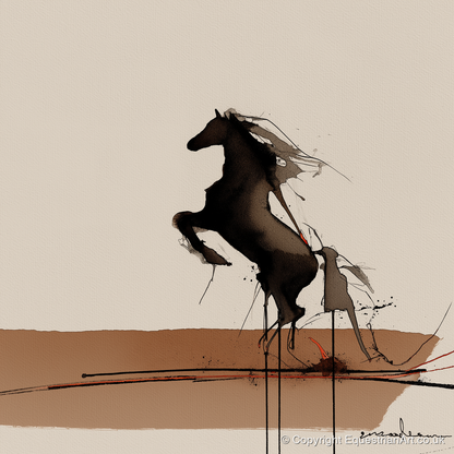 Untamed Dark Silhouette - wild horses art print and canvas by Julian Vance A.I