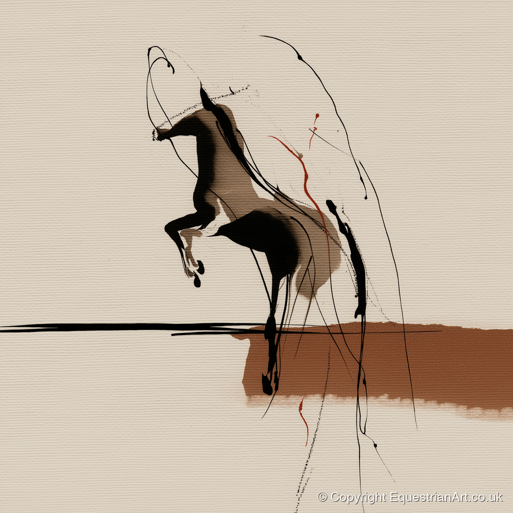 Untamed Sepia Silhouette - horse portrait art print and canvas by Julian Vance A.I