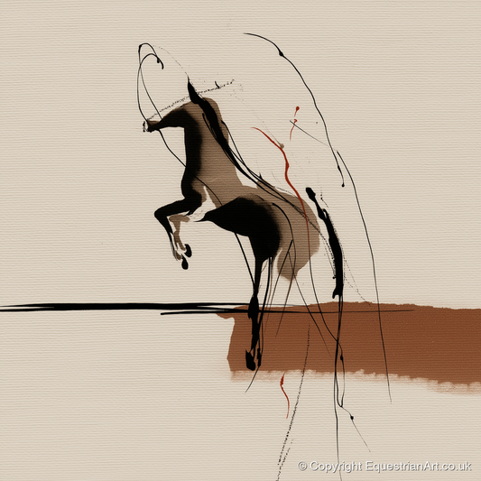 Untamed Sepia Silhouette - horse portrait art print and canvas by Julian Vance A.I