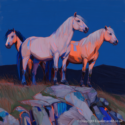 Vanguard of the Heights - horse landscape art print and canvas by Evander Winslow A.I