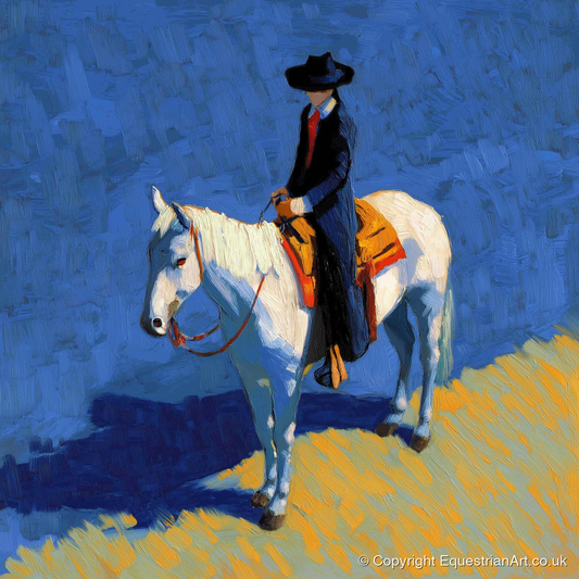 Vaquero in Blue - western horse art print and canvas by Hugo Beckett A.I