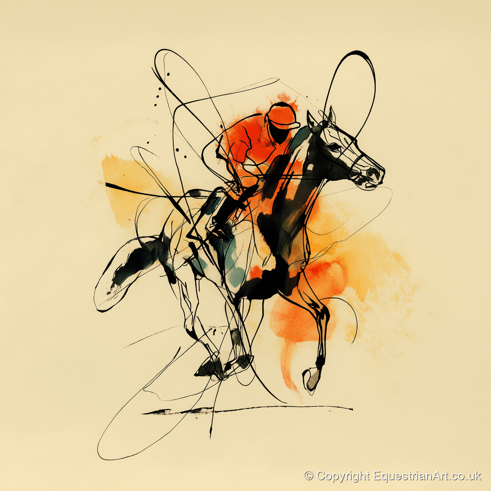 Velocity in Amber - racing horse art print and canvas by Edwin Carlisle A.I