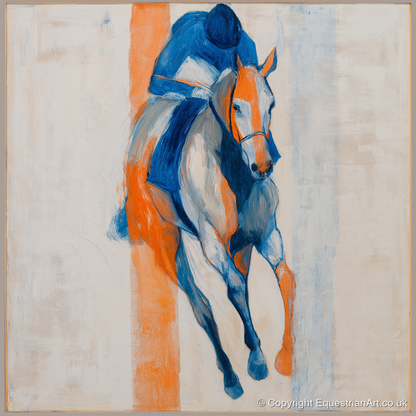 Velocity in Blue - racing horse art print and canvas by Tristan Noble A.I