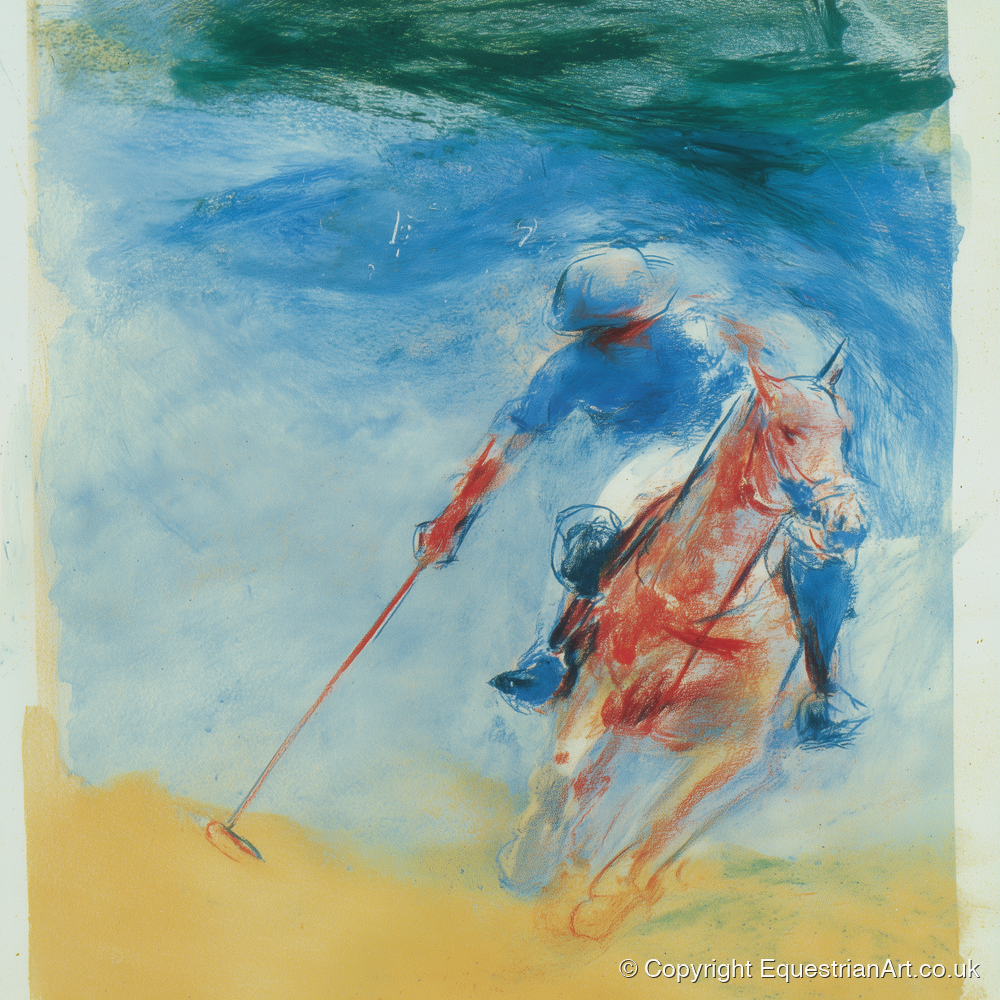Velocity in Cerulean - polo horse art print and canvas by Emile Goddard A.I