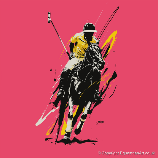 Velocity in Magenta - polo horse art print and canvas by Maximilian Somerset A.I