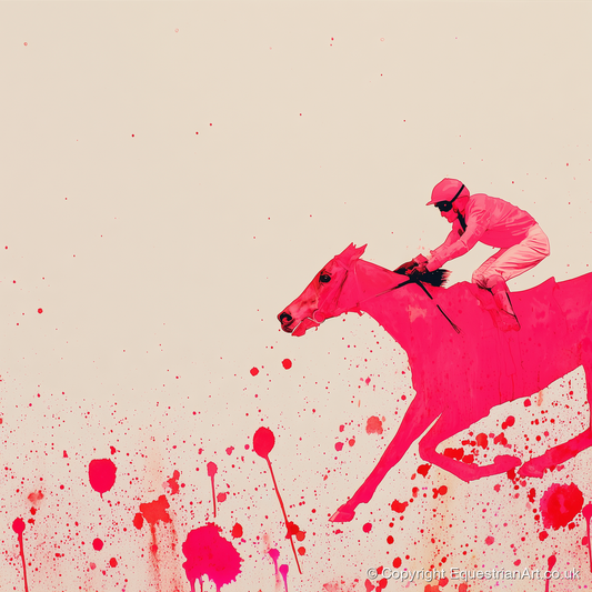 Velocity in Magenta - racing horse art print and canvas by Camilla Royston A.I