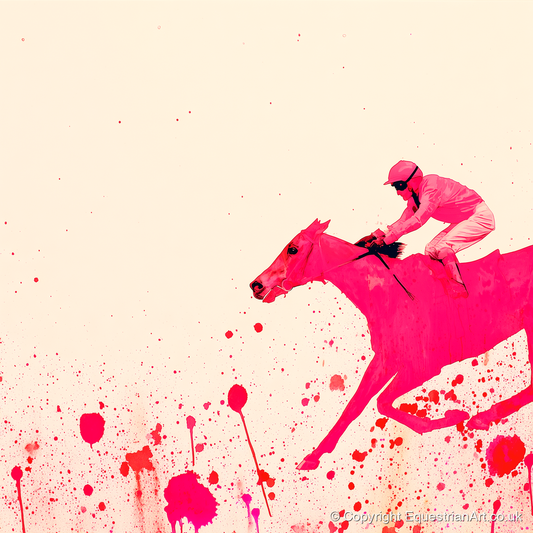 Velocity in Magenta - racing horse art print and canvas by Camilla Royston A.I