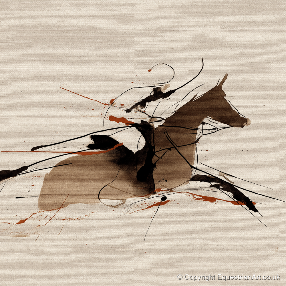 Velocity in Sepia - racing horse art print and canvas by Julian Vance A.I