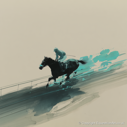 Velocity in Teal - racing horse art print and canvas by Callum Ross A.I