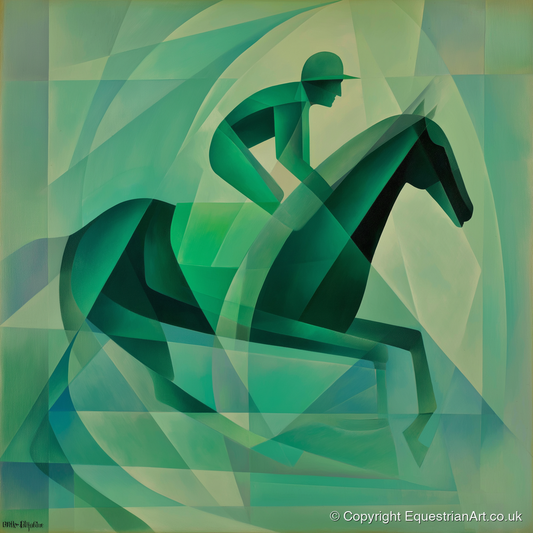 Verdant Stride - racing horse art print and canvas by Leopold Finch A.I