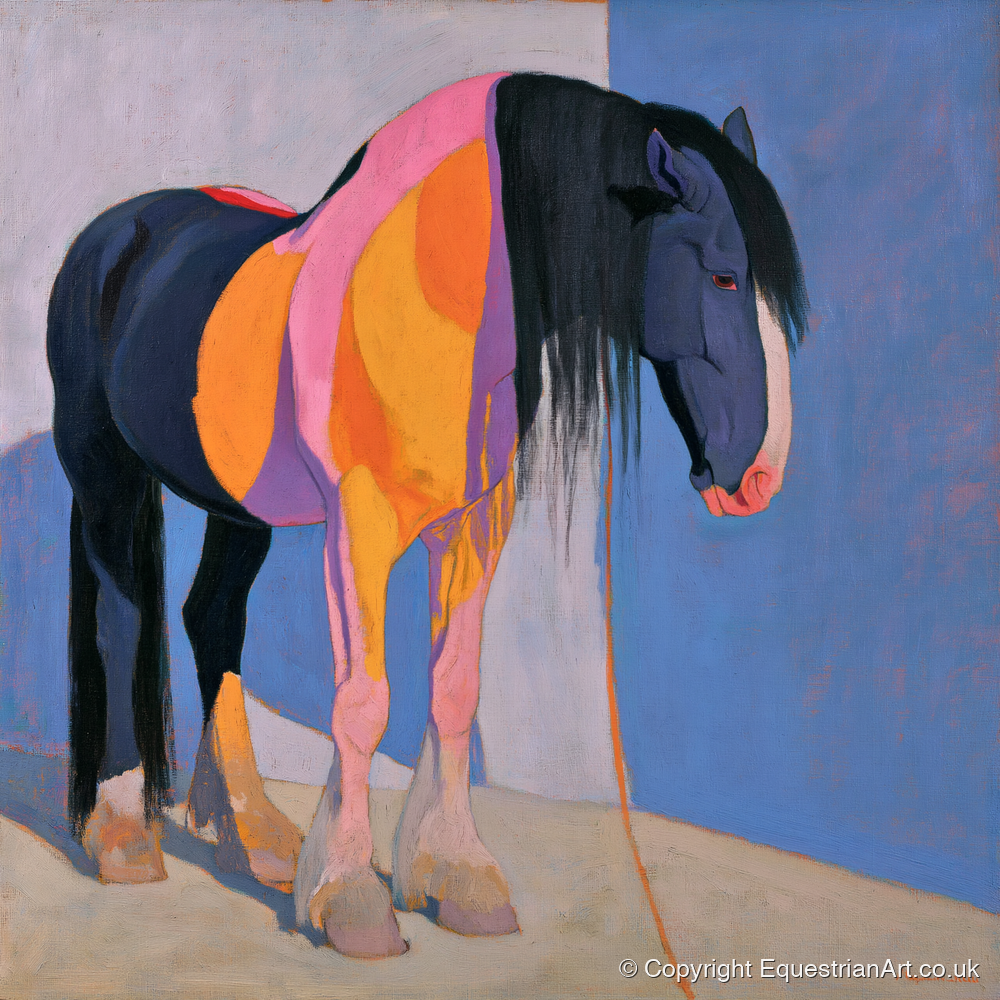 Vibrant Abstract Heavy Horse - horse breed art print and canvas by Helena Ashby A.I