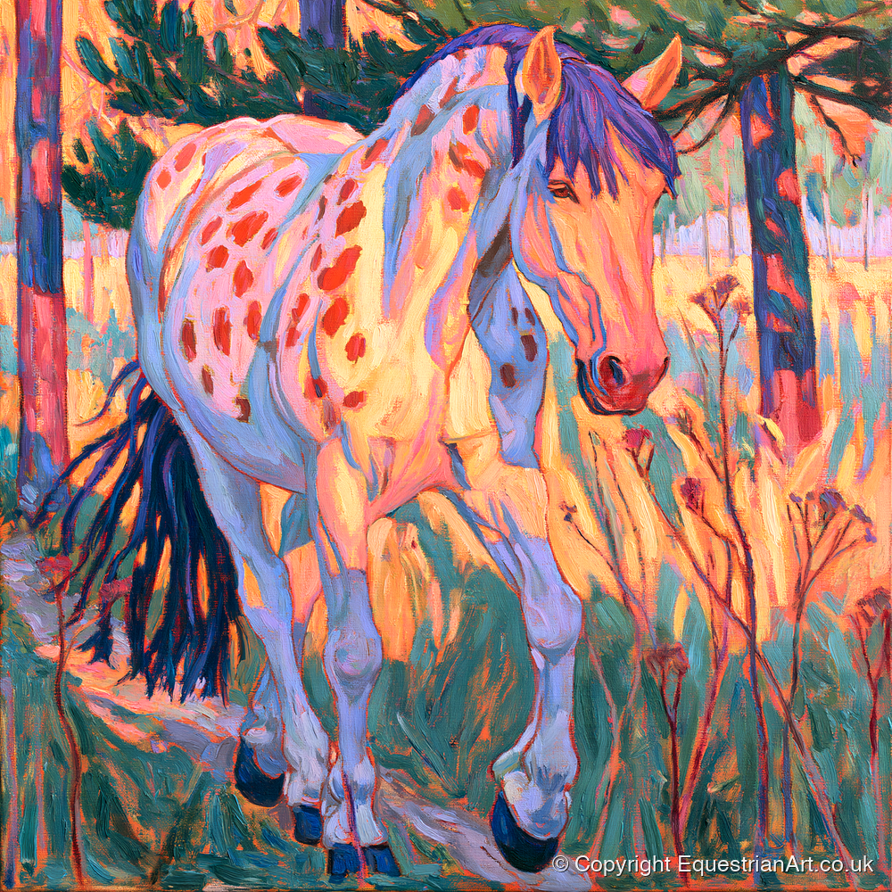 Vibrant Appaloosa In Tall Grass - horse breed art print and canvas by Celia Harding A.I