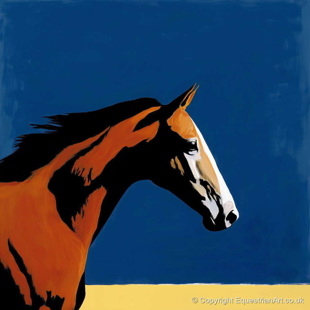 Vibrant Bay Gallop - racing horse art print and canvas by Vivienne Hartley A.I