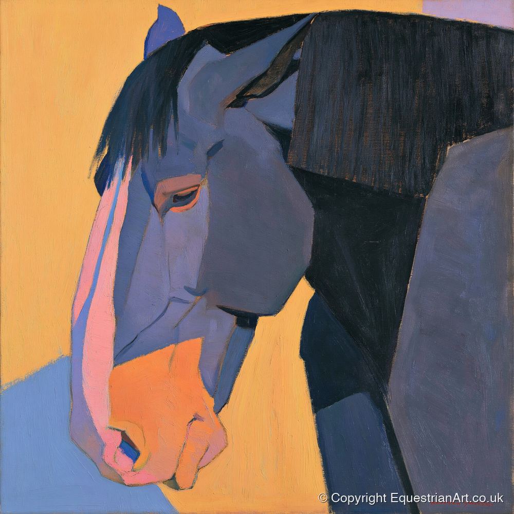 Vibrant Blue Horse Portrait - horse breed art print and canvas by Helena Ashby A.I