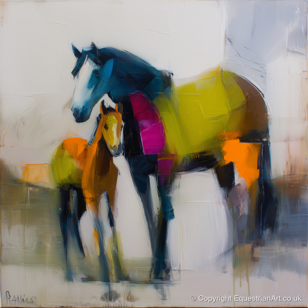 Vibrant Bond - mare & foal art print and canvas by Warren Yates A.I