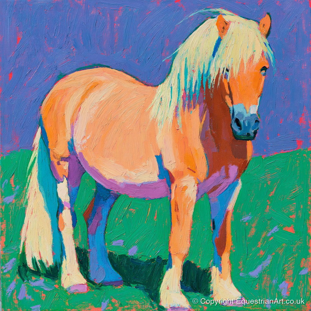 Vibrant Chestnut Pony Portrait - horse breed art print and canvas by Marshall Davies A.I