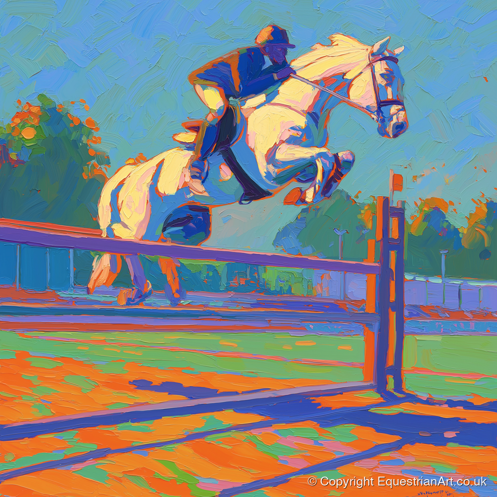 Vibrant Clearance - show jumping horse art print and canvas by Jonathan Crawford A.I