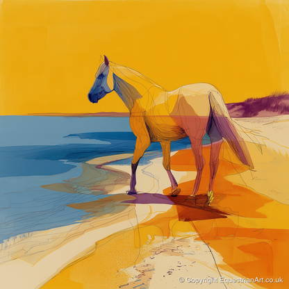Vibrant Coastal Stride - horse landscape art print and canvas by Tobias Blake A.I