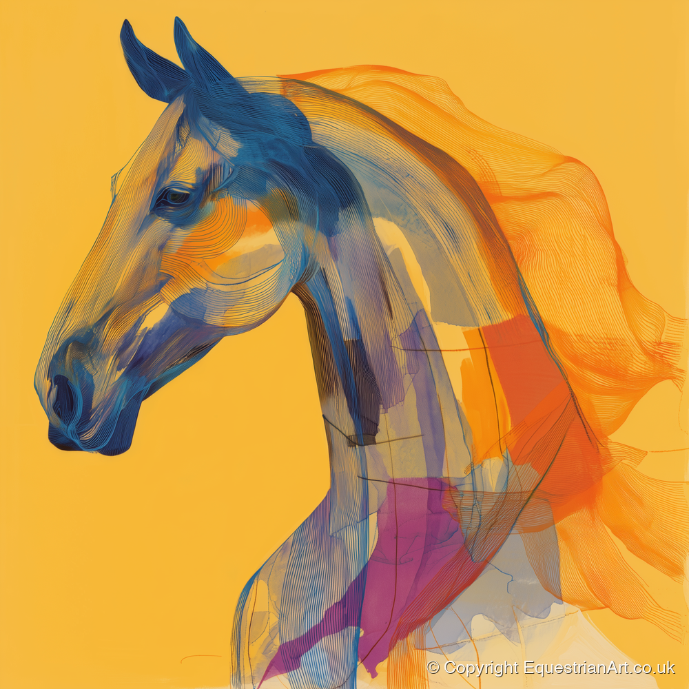 Vibrant Cobalt Contours - horse breed art print and canvas by Tobias Blake A.I