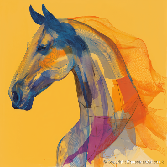 Vibrant Cobalt Contours - horse breed art print and canvas by Tobias Blake A.I