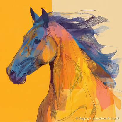 Vibrant Cobalt Equine - horse breed art print and canvas by Tobias Blake A.I
