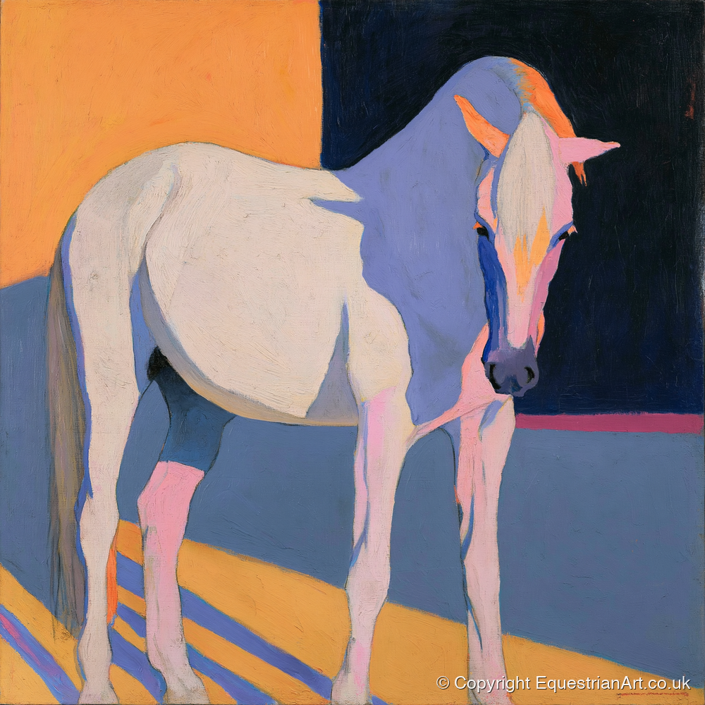 Vibrant Colour Block Grey Horse - horse breed art print and canvas by Helena Ashby A.I