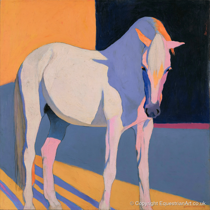 Vibrant Colour Block Grey Horse - horse breed art print and canvas by Helena Ashby A.I