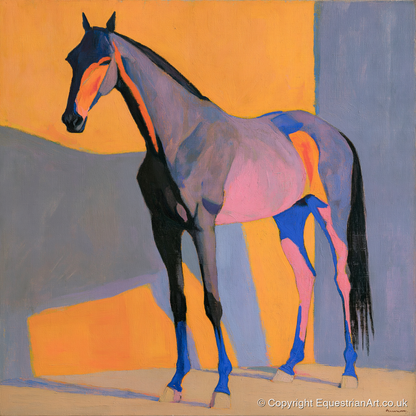 Vibrant Colour Block Horse - horse breed art print and canvas by Helena Ashby A.I