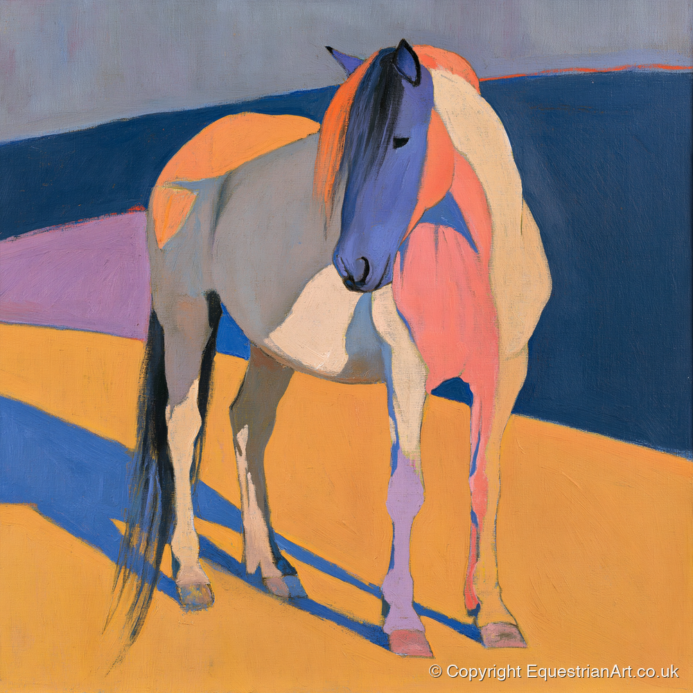 Vibrant Colour Block Standing Horse - horse breed art print and canvas by Helena Ashby A.I