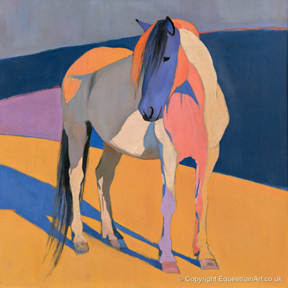 Vibrant Colour Block Standing Horse - horse breed art print and canvas by Helena Ashby A.I
