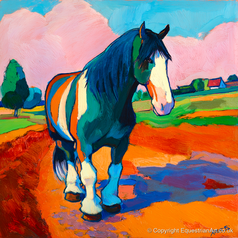Vibrant Coloured Cob - horse breed art print and canvas by Gideon Wright A.I