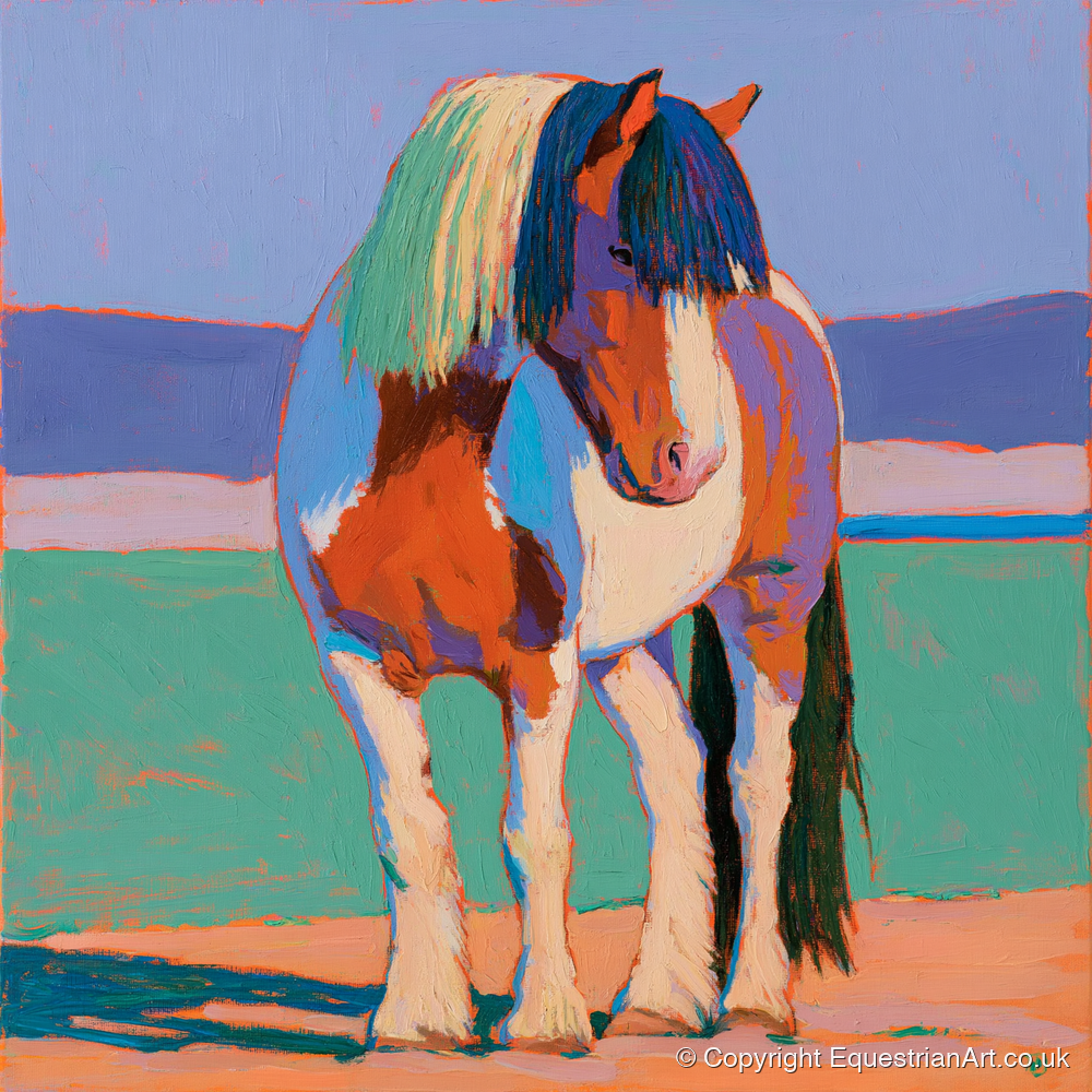 Vibrant Coloured Cob Portrait - horse breed art print and canvas by Marshall Davies A.I