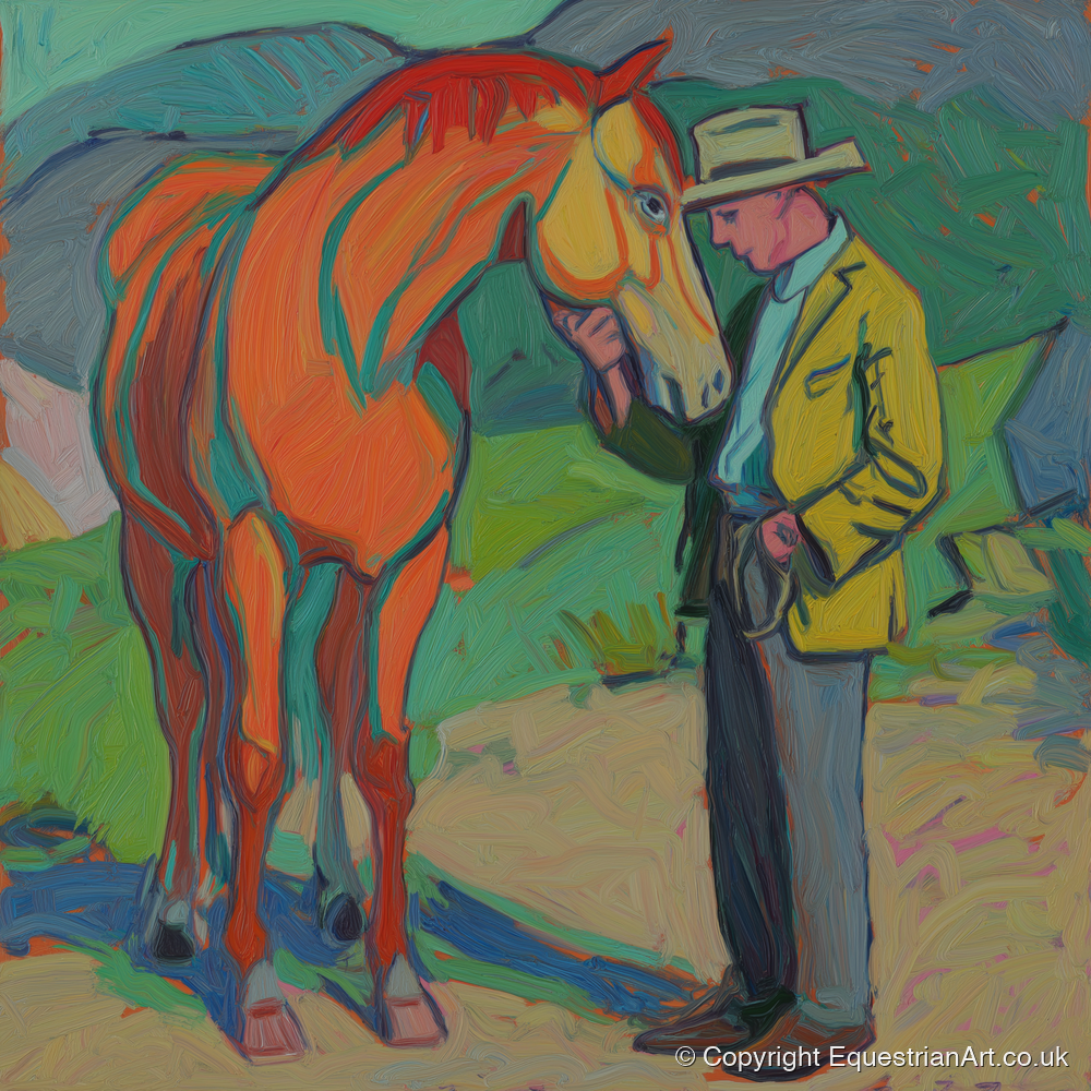 Vibrant Companionship - horse & rider art print and canvas by Mirabel Carlyle A.I