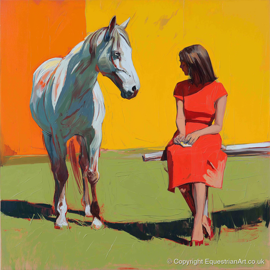 Vibrant Connection - horse & rider art print and canvas by Victor Beaumont A.I