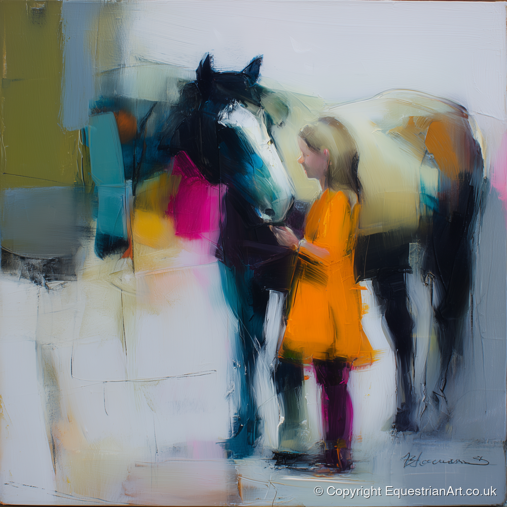 Vibrant Connection - horse & rider art print and canvas by Warren Yates A.I