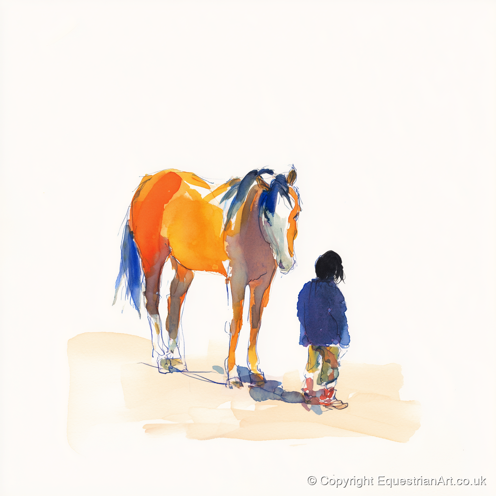 Vibrant Connection - horse & rider art print and canvas by Maxwell Flynn A.I