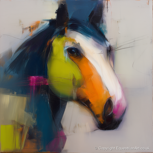 Vibrant Contemporary Profile - horse portrait art print and canvas by Warren Yates A.I