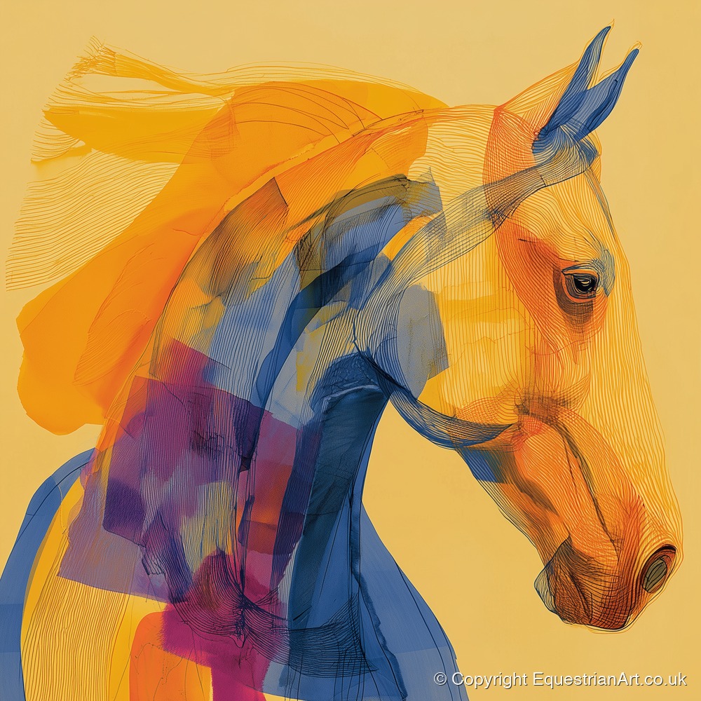 Vibrant Contour Profile - horse breed art print and canvas by Tobias Blake A.I