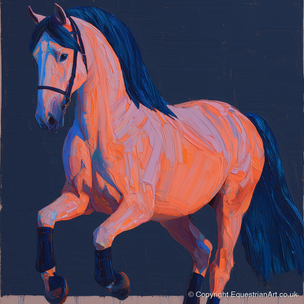 Vibrant Dressage Equine - horse breed art print and canvas by Evander Winslow A.I