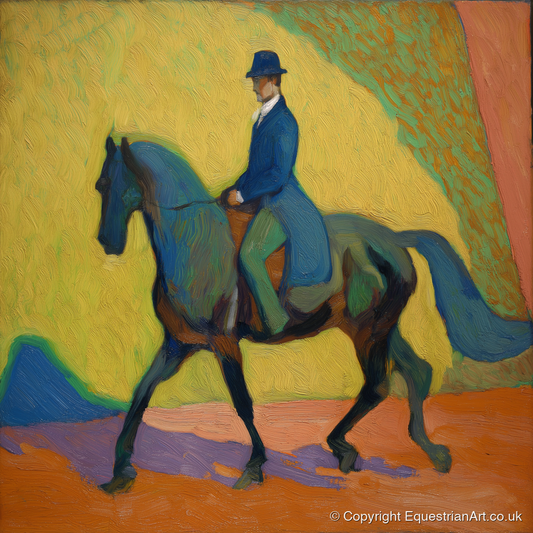 Vibrant Dressage Rhythm - dressage horse art print and canvas by Rowan Sinclair A.I