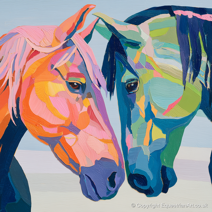 Vibrant Equine Connection - horse portrait art print and canvas by Sylvia Carmichael A.I
