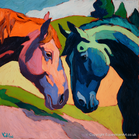 Vibrant Equine Connection - horse portrait art print and canvas by Gideon Wright A.I