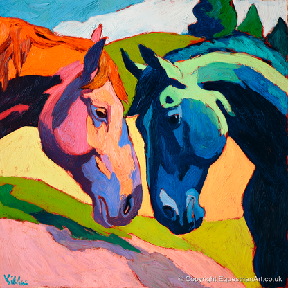 Vibrant Equine Connection - horse portrait art print and canvas by Gideon Wright A.I