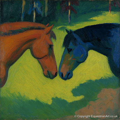 Vibrant Equine Connection - horse portrait art print and canvas by Rowan Sinclair A.I