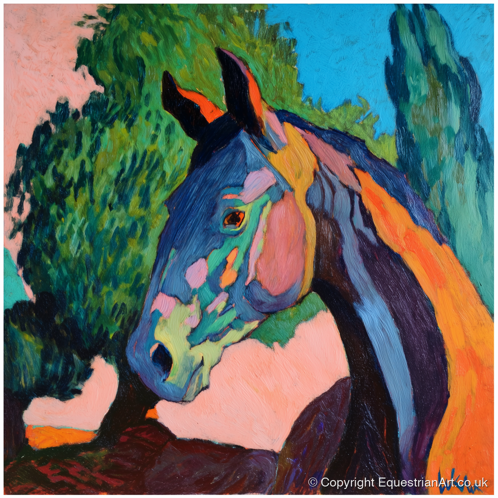Vibrant Equine Expression - horse portrait art print and canvas by Gideon Wright A.I