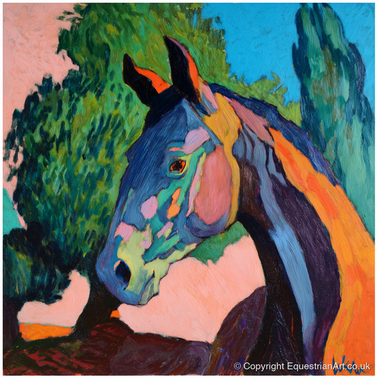 Vibrant Equine Expression - horse portrait art print and canvas by Gideon Wright A.I