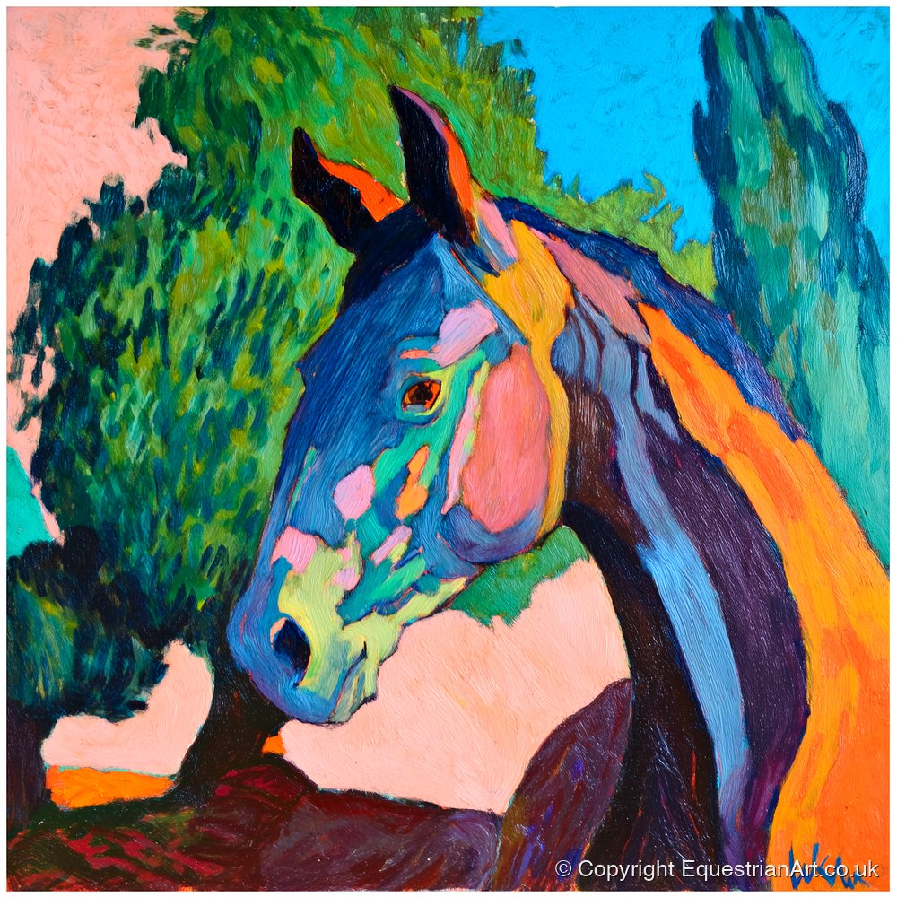 Vibrant Equine Expression - horse portrait art print and canvas by Gideon Wright A.I