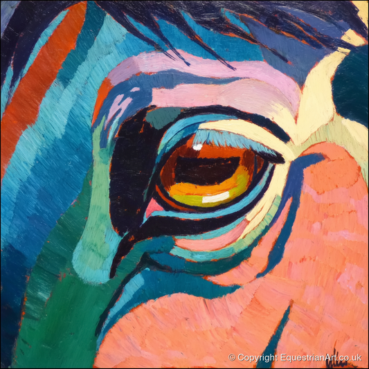 Vibrant Equine Gaze - horse portrait art print and canvas by Gideon Wright A.I