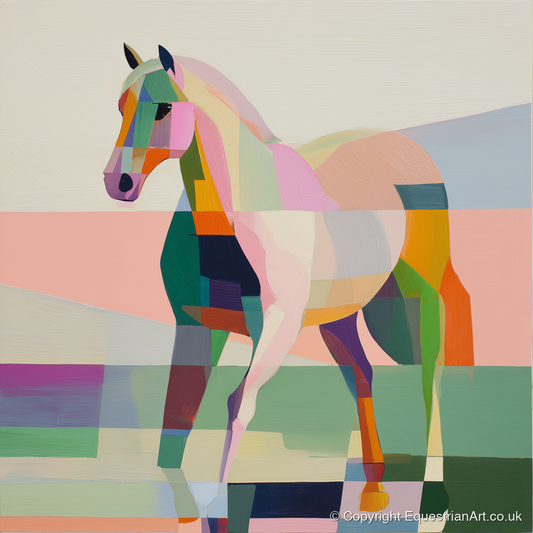 Vibrant Equine Geometry - horse breed art print and canvas by Linus Cartwright A.I